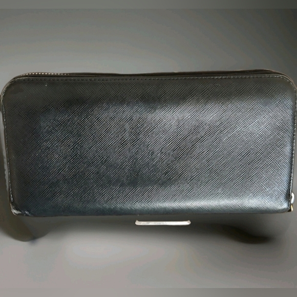 PRADA Zip Around Long Wallet Black Saffiano Leather Gold Logo Made In Italy - Picture 4 of 10
